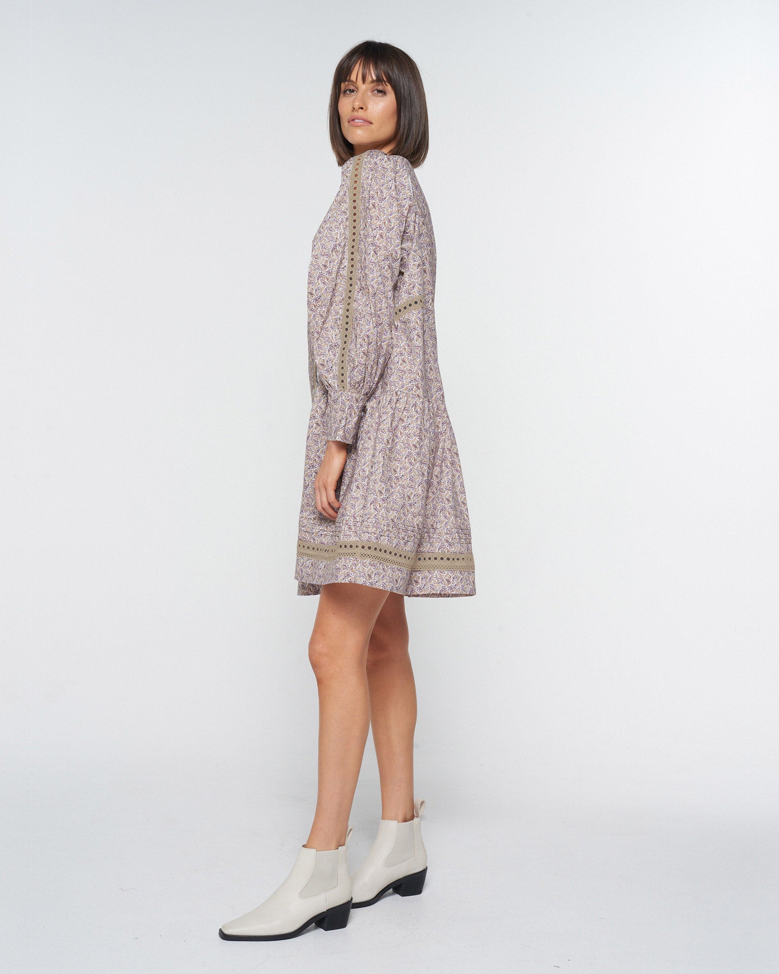 douse dress - biscuit paisley